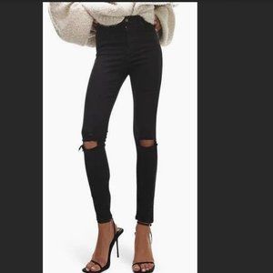 Topshop Jamie black ripped jeans W26